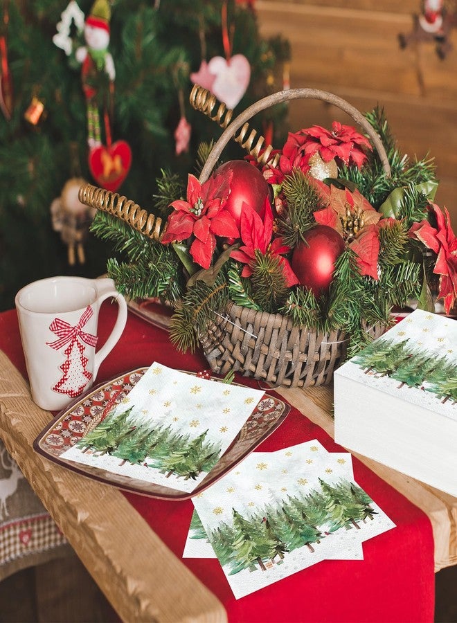 Whaline 80Pcs Christmas Paper Napkins Watercolor Xmas Tree Snowflake Disposable Napkin Winter Woodland Forest Dessert Dinner Hand Napkin for Holiday Party Supplies - Image 5